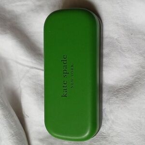 Kate Spade New York Green Black Hard Shell Eyeglass Case "So Happy to See You"